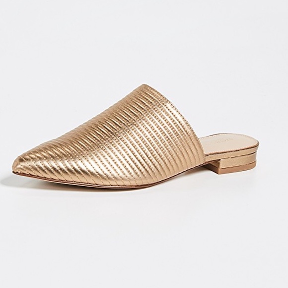 Rachel Zoe Pointed Toe Gold Flats Mules - Picture 1 of 5